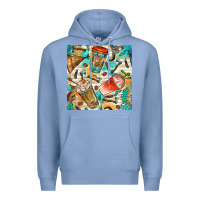 Colony Blue western indian coffee cups with aztec seamless pattern bbs Premium Hoodie - BundleAndBundleShop