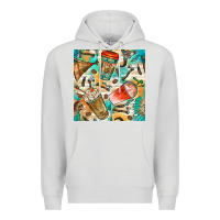 Dove Grey western indian coffee cups with aztec seamless pattern bbs Premium Hoodie - BundleAndBundleShop