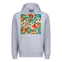 Heather Grey western indian coffee cups with aztec seamless pattern bbs Premium Hoodie - BundleAndBundleShop