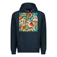 Navy western indian coffee cups with aztec seamless pattern bbs Premium Hoodie - BundleAndBundleShop