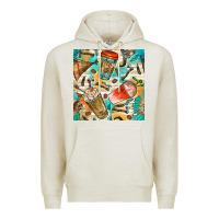 Oatmeal Heather western indian coffee cups with aztec seamless pattern bbs Premium Hoodie - BundleAndBundleShop