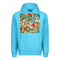 Ocean Blue western indian coffee cups with aztec seamless pattern bbs Premium Hoodie - BundleAndBundleShop
