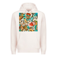 Pale Pink western indian coffee cups with aztec seamless pattern bbs Premium Hoodie - BundleAndBundleShop