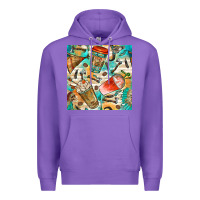 Purple western indian coffee cups with aztec seamless pattern bbs Premium Hoodie - BundleAndBundleShop