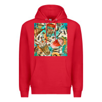 Red western indian coffee cups with aztec seamless pattern bbs Premium Hoodie - BundleAndBundleShop