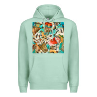 Seafoam western indian coffee cups with aztec seamless pattern bbs Premium Hoodie - BundleAndBundleShop