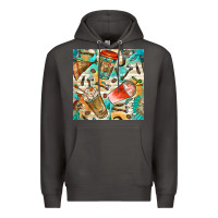 Smoke western indian coffee cups with aztec seamless pattern bbs Premium Hoodie - BundleAndBundleShop