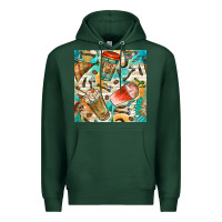 Sports Green western indian coffee cups with aztec seamless pattern bbs Premium Hoodie - BundleAndBundleShop