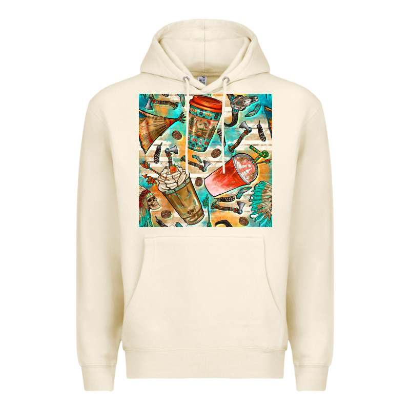 Western Indian Coffee Cups With Aztec Seamless Pattern Bbs Premium Hoodie by BundleAndBundleShop | Teevron