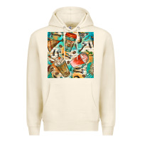 Tofu western indian coffee cups with aztec seamless pattern bbs Premium Hoodie - BundleAndBundleShop