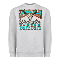 Heather Grey wranglin mama Heavyweight Sweatshirt - Zillion Design Studio