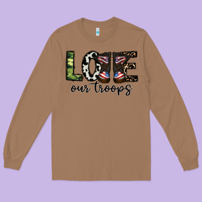 Love Our Troops Long Sleeve Tee Designed By Cowhidedigitalart