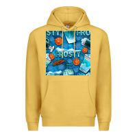 Antique Gold winter frosty coffee cups and snow seamless pattern bbs Premium Hoodie - BundleAndBundleShop