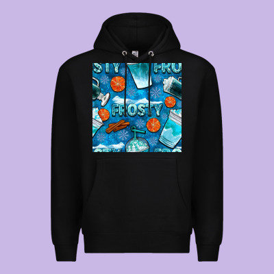 Winter Frosty Coffee Cups And Snow Seamless Pattern Bbs Premium Hoodie Designed By Bundleandbundleshop