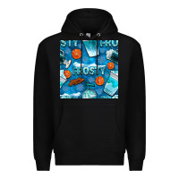 Black winter frosty coffee cups and snow seamless pattern bbs Premium Hoodie - BundleAndBundleShop
