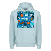 Blue Mist winter frosty coffee cups and snow seamless pattern bbs Premium Hoodie - BundleAndBundleShop