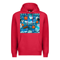 Cardinal winter frosty coffee cups and snow seamless pattern bbs Premium Hoodie - BundleAndBundleShop