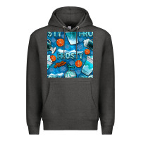 Charcoal Heather winter frosty coffee cups and snow seamless pattern bbs Premium Hoodie - BundleAndBundleShop