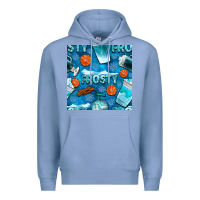 Colony Blue winter frosty coffee cups and snow seamless pattern bbs Premium Hoodie - BundleAndBundleShop