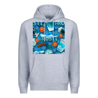 Heather Grey winter frosty coffee cups and snow seamless pattern bbs Premium Hoodie - BundleAndBundleShop
