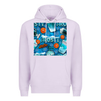 Lilac winter frosty coffee cups and snow seamless pattern bbs Premium Hoodie - BundleAndBundleShop
