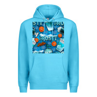 Ocean Blue winter frosty coffee cups and snow seamless pattern bbs Premium Hoodie - BundleAndBundleShop