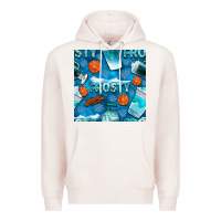 Pale Pink winter frosty coffee cups and snow seamless pattern bbs Premium Hoodie - BundleAndBundleShop