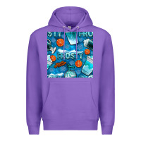 Purple winter frosty coffee cups and snow seamless pattern bbs Premium Hoodie - BundleAndBundleShop
