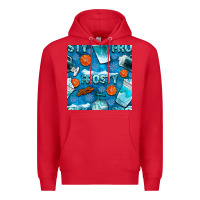 Red winter frosty coffee cups and snow seamless pattern bbs Premium Hoodie - BundleAndBundleShop