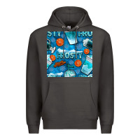 Smoke winter frosty coffee cups and snow seamless pattern bbs Premium Hoodie - BundleAndBundleShop
