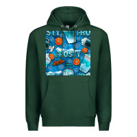 Sports Green winter frosty coffee cups and snow seamless pattern bbs Premium Hoodie - BundleAndBundleShop