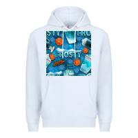 White winter frosty coffee cups and snow seamless pattern bbs Premium Hoodie - BundleAndBundleShop