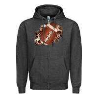 Charcoal Heather football cowhide leopard patch Zipper Hoodie - JahusDesignShop