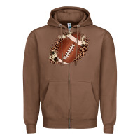 Chestnut football cowhide leopard patch Zipper Hoodie - JahusDesignShop
