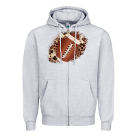 Heather Grey football cowhide leopard patch Zipper Hoodie - JahusDesignShop