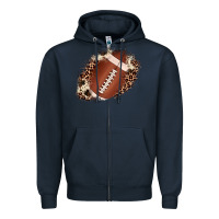 Navy football cowhide leopard patch Zipper Hoodie - JahusDesignShop
