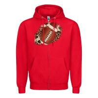 Red football cowhide leopard patch Zipper Hoodie - JahusDesignShop