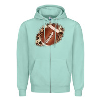 Seafoam football cowhide leopard patch Zipper Hoodie - JahusDesignShop