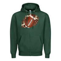 Football Cowhide Leopard Patch Zipper Hoodie | Teevron
