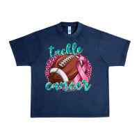Navy Tackle Cancer Football Urban Heavy Tee - texasbilliewilder