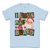 Dusty Blue I Love A Man With A Beard Classic Tee - FaDigitalArtStudio