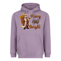 Lavender merry and bright black santa Heavyweight Hoodie - MaliasSmallBusiness