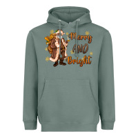 Sage merry and bright black santa Heavyweight Hoodie - MaliasSmallBusiness