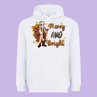 Merry And Bright Black Santa Heavyweight Hoodie Designed By Maliassmallbusiness
