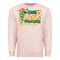 Pale Pink one lucky teacher Premium Sweatshirt - MaliasSmallBusiness