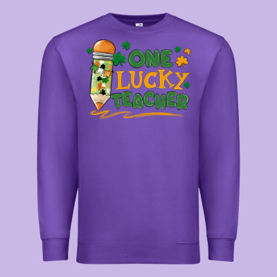 One Lucky Teacher Premium Sweatshirt Designed By Maliassmallbusiness