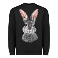 Black Bunny Face Heavyweight Sweatshirt - RanaPortraitStore