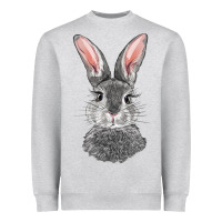 Heather Grey Bunny Face Heavyweight Sweatshirt - RanaPortraitStore