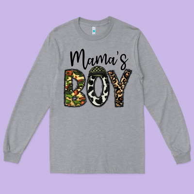 Mama's Boy Long Sleeve Tee Designed By Cowhidedigitalart