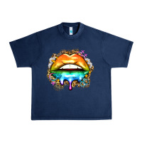 Navy rainbow lips Urban Heavy Tee - Zillion Design Studio